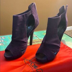 Delicious Purple Suede Peep-Toe Heels